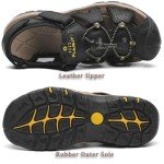 FLARUT Men's Sport Sandals Outdoor Hiking Sandals Closed Toe Leather Athletic Lightweight Trail Walking Casual Sandals Water Shoes, E-black, 11