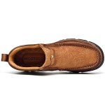 MOSTELO Mens Slip On Casual Loafers Classic Outdoor Leather Walking Hiking Shoes Comfortable for Work Office Dress Outdoor High Top Brown
