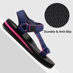 Dodow Mens Athletic Sport Outdoor Walking Sandals Hiking Water Sandal Beach Shoes, Bluerose, 8 Women/6 Men