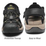 FLARUT Men's Sport Sandals Outdoor Hiking Sandals Closed Toe Leather Athletic Lightweight Trail Walking Casual Sandals Water Shoes, E-black, 11