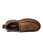 BIFINI Men's Slip-on Outdoor Walking Shoes Adventure Leather Hiking Moc Moccasin Light Brown 10