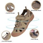 GRITION Mens Outdoor Hiking Sandals Summer Beach Closed Toe Water Sandal Waterproof Comfortable Fisherman Adventures Sport Athletic Walking Traveling Shoes Sandles, Beige, 9