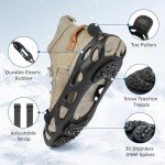 Ice Cleats for Shoes and Boots, Crampons for Hiking Snow Traction Cleats for Walking on Snow and Ice with 30 Stainless Steel Anti Slip Studs for Women Men Winter Outdoor Hiking Walking Jogging
