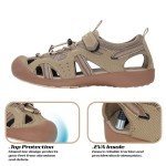 GRITION Mens Outdoor Hiking Sandals Summer Beach Closed Toe Water Sandal Waterproof Comfortable Fisherman Adventures Sport Athletic Walking Traveling Shoes Sandles, Beige, 9