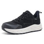 OUTJET Men's Waterproof Walking Shoes Comfortable Cushion Fashion Sneakers Non-Slip Durable Outdoor Hiking Shoes, Black, 9