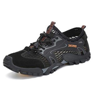 FLARUT Men's Sandals Barefoot Hiking Shoes Quick Dry Breathable Mesh Lightweight Outdoor Training Water Walking Shoes, B-black, 8.5