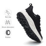 OUTJET Men's Waterproof Walking Shoes Comfortable Cushion Fashion Sneakers Non-Slip Durable Outdoor Hiking Shoes, Black, 9