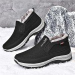 FAIRSOMA Men'S CNA Trop Winter Slip-On Warm Ankle Chukka Boots With Arch Support,Outdoor Waterproof Anti-Slip Fur Lined High Top Leather Snow Loafers Comfortable Hiking Walking Shoes, Black, 10