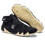 FLYLAND Men’s Chukka Ankle Boots Handmade Leather Sneakers Fashion Casual Shoes Non Slip Breathable Comfortable for Driving Walking Hiking Outdoor, Black, 12