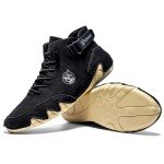 FLYLAND Men’s Chukka Ankle Boots Handmade Leather Sneakers Fashion Casual Shoes Non Slip Breathable Comfortable for Driving Walking Hiking Outdoor, Black, 12