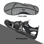 GRITION Mens Outdoor Hiking Sandals Summer Beach Closed Toe Water Sandal Waterproof Comfortable Fisherman Adventures Sport Athletic Walking Traveling Shoes Sandles, Black, 8.5