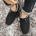 FAIRSOMA Men'S CNA Trop Winter Slip-On Warm Ankle Chukka Boots With Arch Support,Outdoor Waterproof Anti-Slip Fur Lined High Top Leather Snow Loafers Comfortable Hiking Walking Shoes, Black, 10