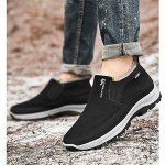 FAIRSOMA Men'S CNA Trop Winter Slip-On Warm Ankle Chukka Boots With Arch Support,Outdoor Waterproof Anti-Slip Fur Lined High Top Leather Snow Loafers Comfortable Hiking Walking Shoes, Black, 10