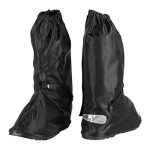 Anti-Slip Walking Boot Cover for Shoes Motorcycle Boots size Men 8.5-9.5 Women 10-11 with Reflective Heels and Sturdy Zippered Elastic Bands for Outdoor Hiking Camping Fishing - Black