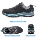 OL OUTJET LEGEND Men's Waterproof Hiking Shoes Leather Comfortable Lightweight Anti Slip Low Tops Outdoor Walking Work Shoes, Black, 8