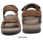 FLARUT Men's Athletic Sandals Sport Outdoor Hiking Sandals Open Toe Leather Walking Sandals Beach Water Shoes, A-brown, 9