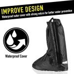 Anti-Slip Walking Boot Cover for Shoes Motorcycle Boots size Men 8.5-9.5 Women 10-11 with Reflective Heels and Sturdy Zippered Elastic Bands for Outdoor Hiking Camping Fishing - Black