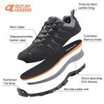 OL OUTJET LEGEND Men's Waterproof Hiking Shoes Leather Comfortable Lightweight Anti Slip Low Tops Outdoor Walking Work Shoes, Black, 8