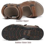 FLARUT Men's Athletic Sandals Sport Outdoor Hiking Sandals Open Toe Leather Walking Sandals Beach Water Shoes, A-brown, 9