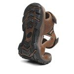 FLARUT Men's Athletic Sandals Sport Outdoor Hiking Sandals Open Toe Leather Walking Sandals Beach Water Shoes, A-brown, 9