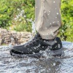 OL OUTJET LEGEND Men's Waterproof Hiking Shoes Leather Comfortable Lightweight Anti Slip Low Tops Outdoor Walking Work Shoes, Black, 8