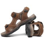 FLARUT Men's Athletic Sandals Sport Outdoor Hiking Sandals Open Toe Leather Walking Sandals Beach Water Shoes, A-brown, 9