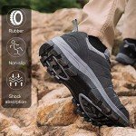 OL OUTJET LEGEND Men's Waterproof Hiking Shoes Leather Comfortable Lightweight Anti Slip Low Tops Outdoor Walking Work Shoes, Black, 8