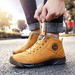 UPSOLO Mens Snow Boots Ankle Booties Winter Shoes Trekking & Hiking Warm Soft Sole Fully Fur Lined Anti-Slip Cotton Fluff Outdoor Casual Walking Lightweight Sneakers(6118 Yellow 43)
