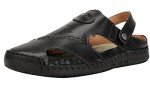 JIONS Mens Closed Toe Leather Sandals, Fisherman Hiking Walking Outdoor Sport Adjustable Slip on Summer Beach Shoes (A/Black, 40/7.5 US)