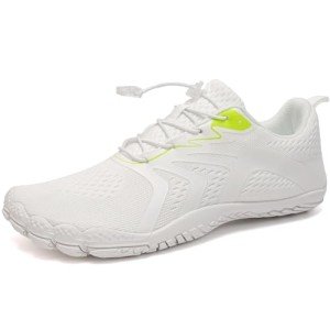 WateLves Water Shoes Men Women Beach Barefoot Aqua Socks Breathable Wide Swim Outdoor Walking Anti Slip Pool Shoes for Hiking Kayaking Diving Surfing, B-white, 12 Women/11 Men