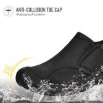 UPIShi Men's Waterproof Slip On Leather Hiking Outdoor Walking Casual Loafers Work Shoes, Black, 13