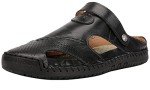 JIONS Mens Closed Toe Leather Sandals, Fisherman Hiking Walking Outdoor Sport Adjustable Slip on Summer Beach Shoes (A/Black, 40/7.5 US)
