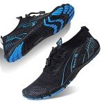 Water Shoes for Men and Women Barefoot Quick-Dry Aqua Sock Outdoor Athletic Sport Shoes for Kayaking, Boating, Hiking, Surfing, Walking (M-Black/Blue, 39)