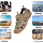 GRITION Mens Outdoor Hiking Sandals Summer Beach Closed Toe Water Sandal Waterproof Comfortable Fisherman Adventures Sport Athletic Walking Traveling Shoes Sandles, Beige, 10