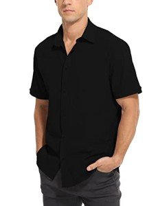 Men’s Lightweight Black Short Sleeve Casual Shirt