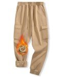Oleda Men's Warm Sherpa Fleece Cargo Sweatpants