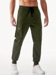 Men's Green Cargo Pants with Drawstring Waist