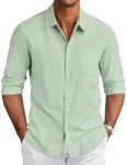 Light Green Long Sleeve Casual Button-Up Shirt