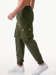 Men's Green Cargo Pants with Drawstring Waist