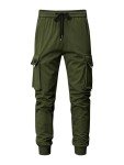 Men's Green Cargo Pants with Drawstring Waist