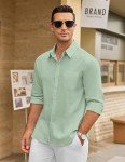 Light Green Long Sleeve Casual Button-Up Shirt