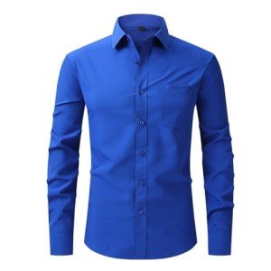Men's Solid Casual Long Sleeve Button-Down Shirt
