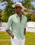 Light Green Long Sleeve Casual Button-Up Shirt