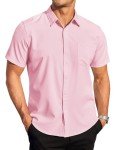 Light Pink Short Sleeve Dress Shirt for Men