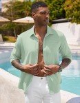 Light Green Long Sleeve Casual Button-Up Shirt