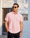 Light Pink Short Sleeve Dress Shirt for Men