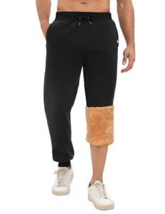 Men's Warm Fleece-Lined Jogger Pants with Pockets