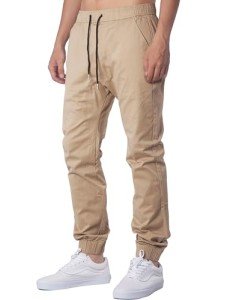 Men's Khaki Joggers with Pockets – Athletic Fit