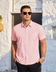 Light Pink Short Sleeve Dress Shirt for Men