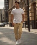 Men's Khaki Joggers with Pockets – Athletic Fit